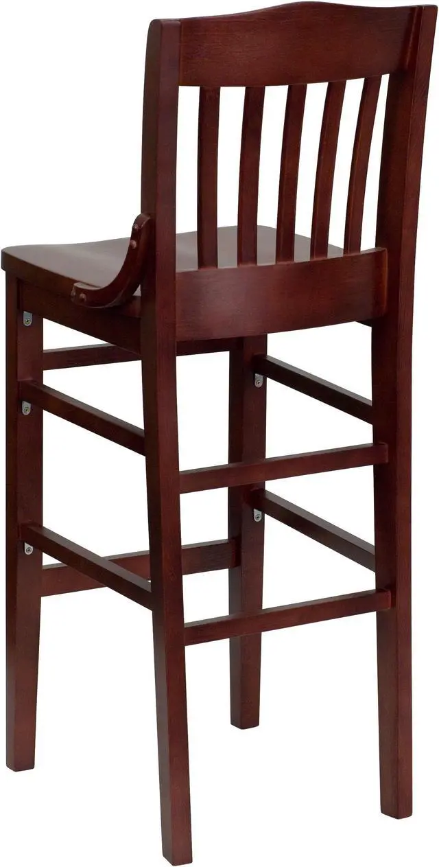 Alt view image 19 of 20 - HERCULES Series School House Back Mahogany Wood Restaurant Barstool