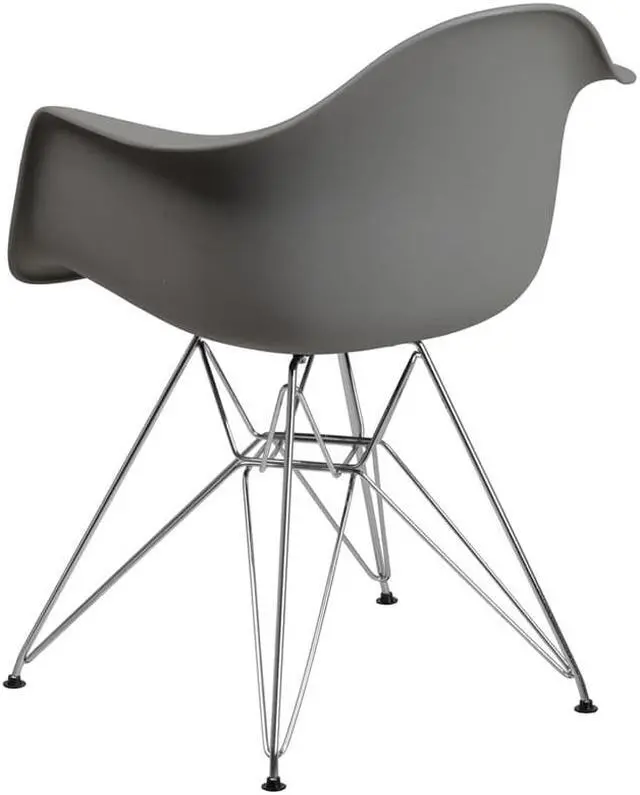 Alt view image 3 of 20 - Alonza Series Moss Gray Plastic Chair with Chrome Base