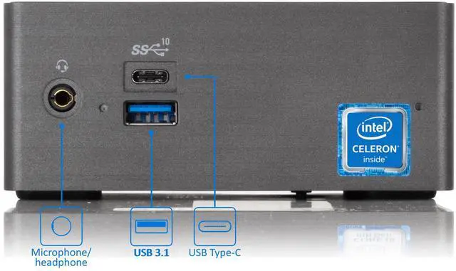 Alt view image 2 of 7 - GIGABYTE BRIX Mini PC, Intel Quad-Core Celeron J4105 Upto 2.5GHz, 4GB RAM, 128GB NVMe SSD + 1TB HDD, HDMI, Mini DisplayPort, LAN, Wi-Fi, Bluetooth, Windows 10 Pro