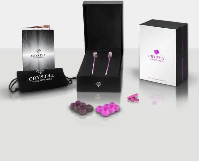 Alt view image 3 of 20 - Mee audio Pink  EP-M11J-PK-MEE  3.5mm  Connector In-Ear Headphones with Microphone Made with Swarovski Crystals