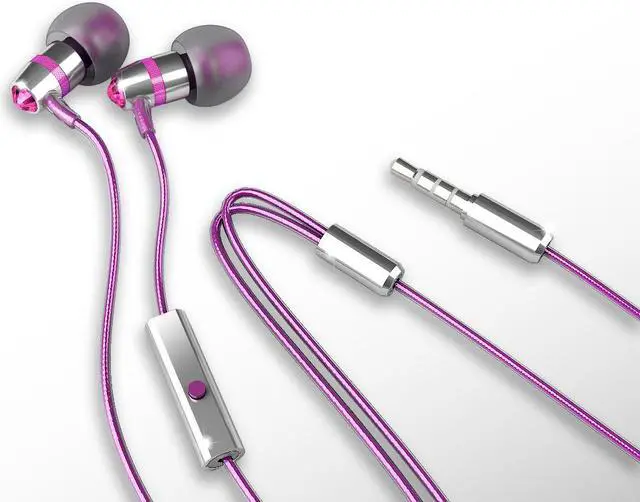 Alt view image 2 of 20 - Mee audio Pink  EP-M11J-PK-MEE  3.5mm  Connector In-Ear Headphones with Microphone Made with Swarovski Crystals