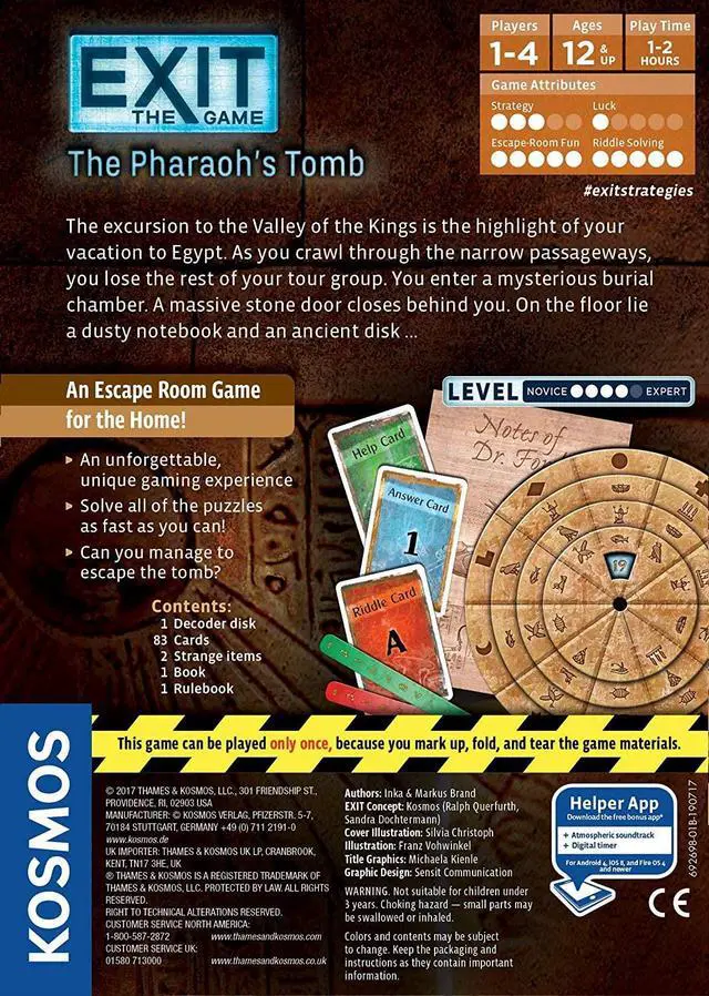 Alt view image 2 of 7 - EXIT: The Game: The Pharaoh's Tomb