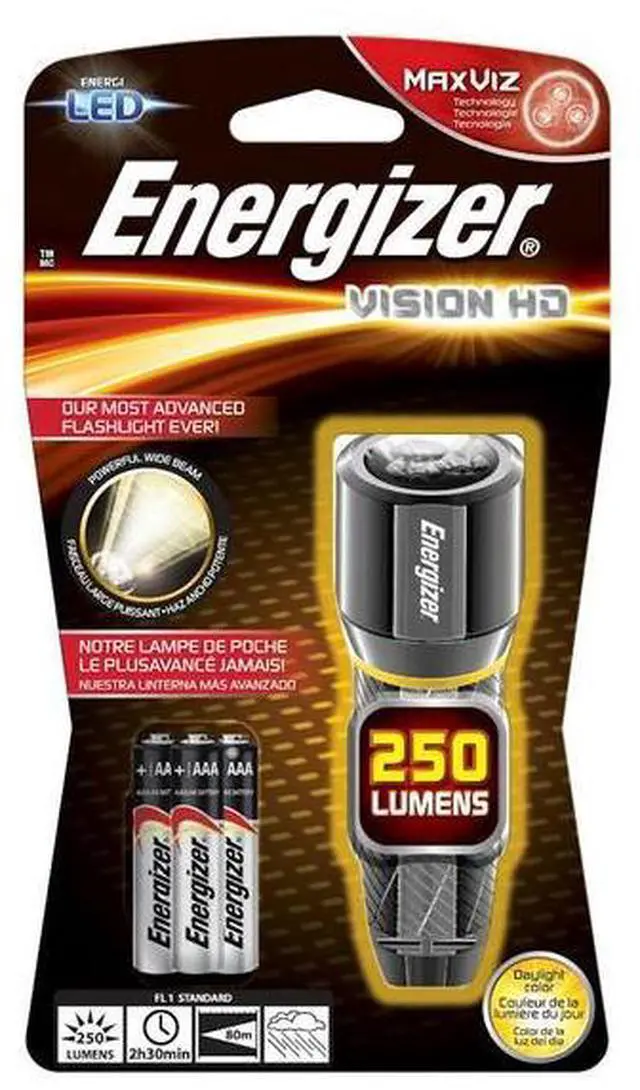 Alt view image 3 of 20 - Energizer Vision HD 3AAA Performance Metal Flashlight
