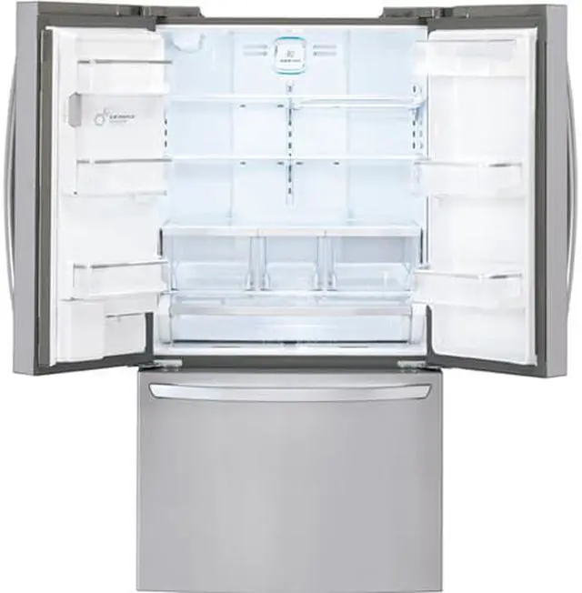 Main image of 32.5 cu. ft. French Door Refrigerator with Spill Protector Tempered Glass Shelves, 4-Compartment Crisper System, Adjustable Gallon Door Bins and External Ice/Water Dispenser