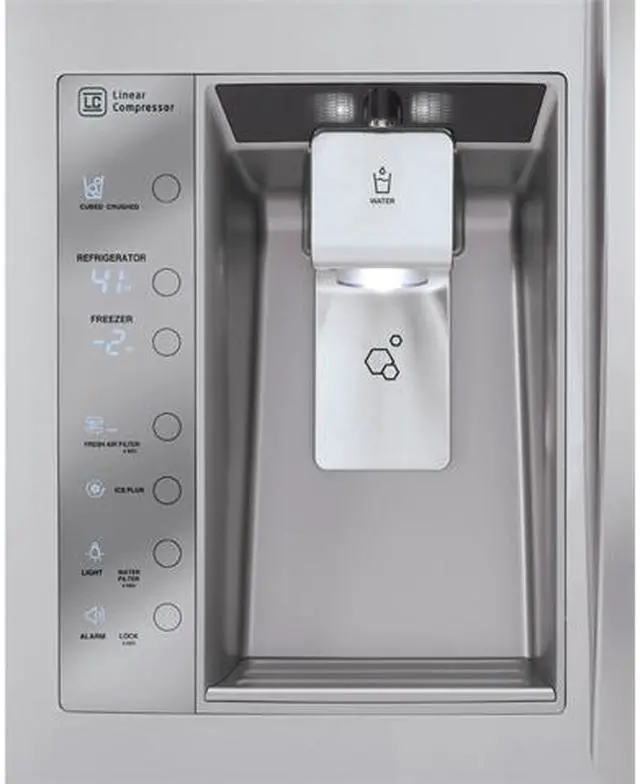 Alt view image 5 of 7 - 32.5 cu. ft. French Door Refrigerator with Spill Protector Tempered Glass Shelves, 4-Compartment Crisper System, Adjustable Gallon Door Bins and External Ice/Water Dispenser