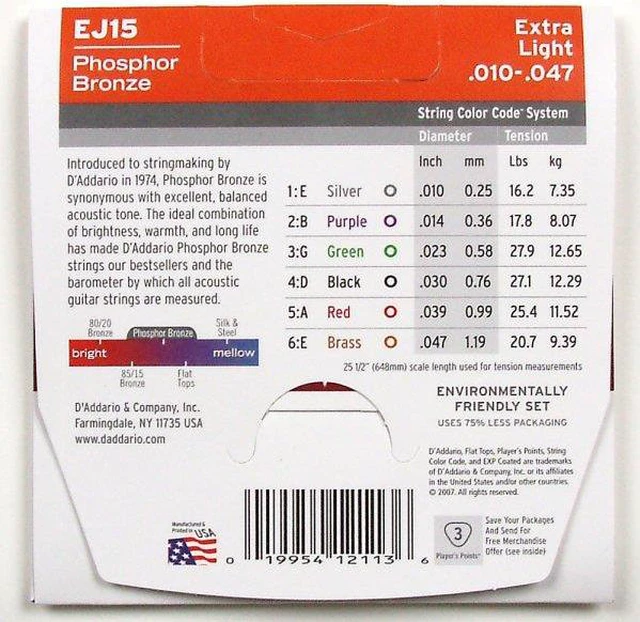 Alt view image 3 of 17 - D'Addario EJ15 Phos/Bronze Extra Lt Ac Guitar Strings