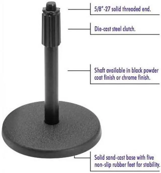 Alt view image 2 of 12 - On-Stage DS7200B Height Adjustable Desk Microphone Stand, Black