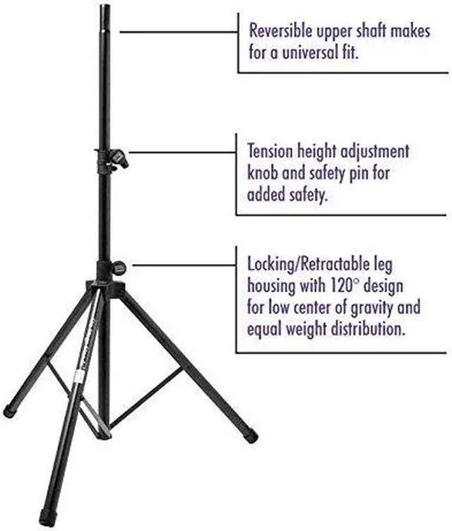 Alt view image 2 of 8 - On Stage SS7761B All-Aluminum Speaker Stand