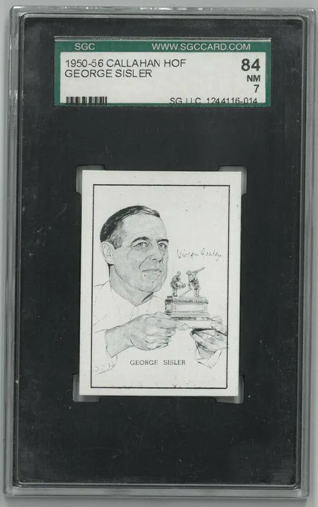 Main image of George Sisler 1950 Callahan Hall Of Fame Trading Card SSG Graded 84 NM 7 (St Louis Browns)