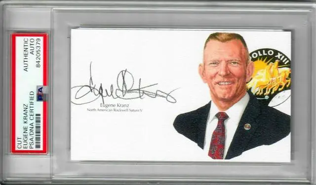 Main image of Gene/Eugene Kranz signed Apollo 13 Commander/Flight Director Cut Signature- PSA Encapsulated #84205379