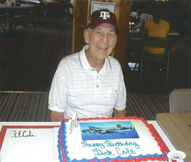 Main image of R.E. (Richard) Cole signed Doolittle Raiders WWII 8x10 Photo- JSA #II11601 (94th Birthday/Jimmy Doolittle Co-Pilot)