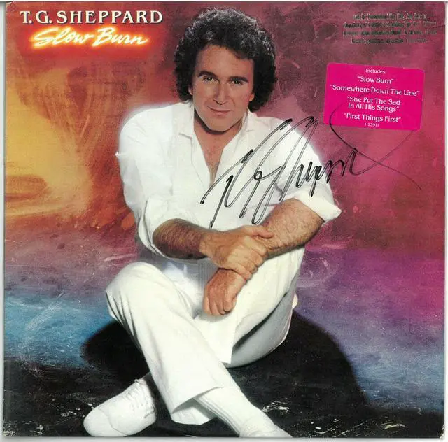 Main image of T.G. Sheppard signed 1981 Slow Burn Album Cover/LP/Vinyl Record- JSA #GG08409