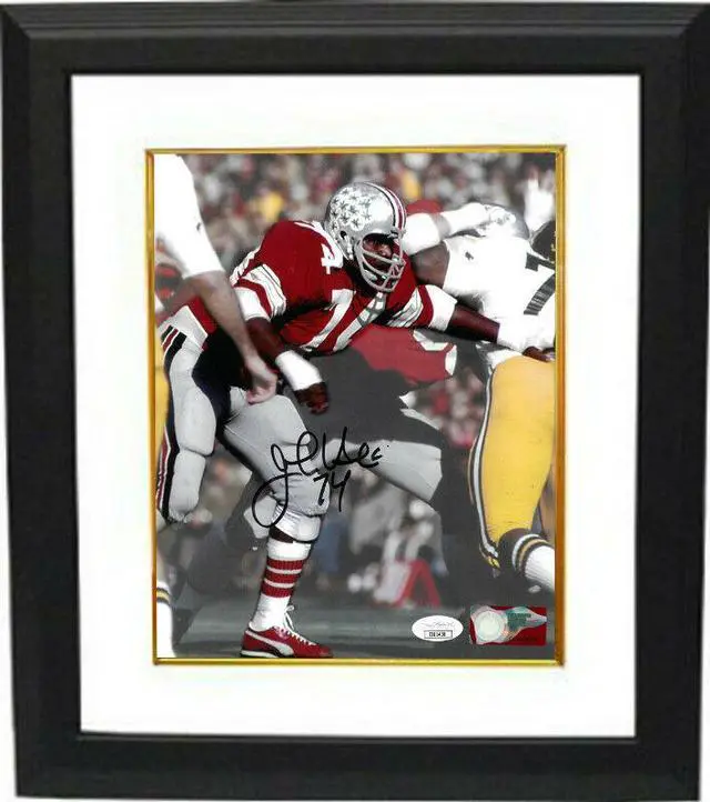 Main image of John Hicks signed Ohio State Buckeyes NCAA 8X10 Photo Custom Framing #74- JSA (1973 Lombardi/Outland Winner)