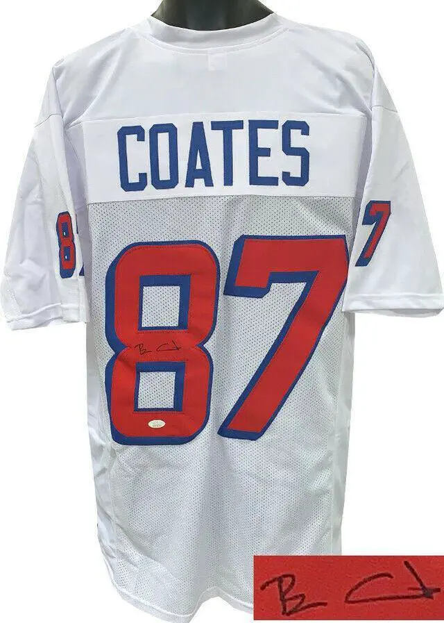 Main image of Ben Coates signed White Custom Stitched Pro Style Football Jersey XL- JSA Witnessed