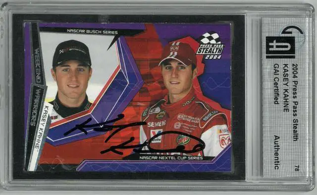 Main image of Kasey Kahne signed 2004 Press Pass Stealth Racing NASCAR Card #78- GAI Certified Encapsulated