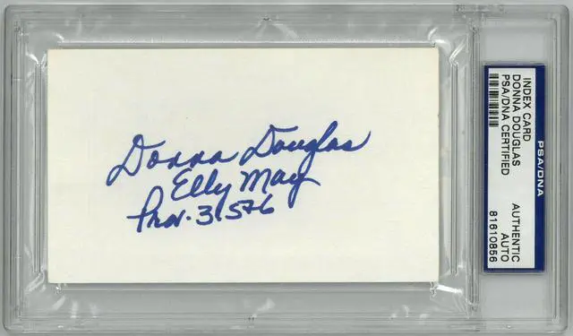 Main image of Donna Douglas signed 3X5 Index Card Elly May Prov 3:5&6- PSA #81610856 (The Beverly Hillbillies)