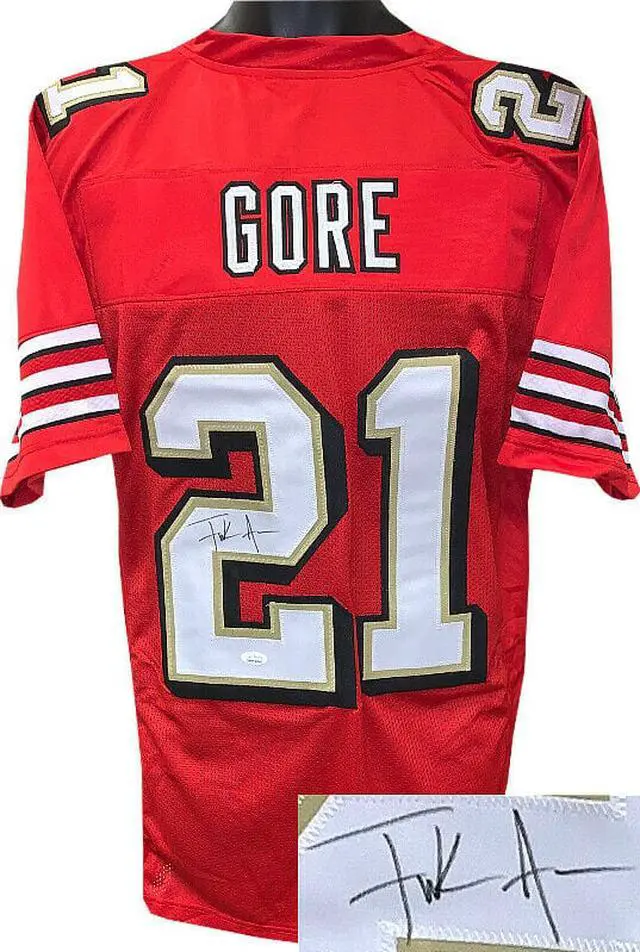 Main image of Frank Gore signed Red TB Shadow # Custom Stitched Pro Style Football Jersey XL- JSA Witnessed