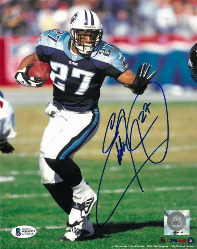 Main image of Eddie George signed Tennessee Titans NFL 8x10 Photo #27- Beckett Witnessed