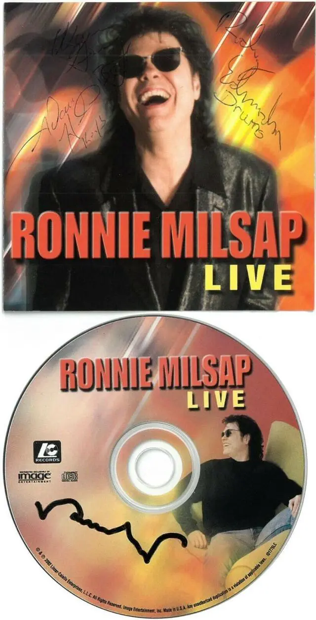 Main image of Ronnie Milsap signed 2002 Live Album CD w/ Cover & Case 4 sigs- Rodney Edmondson/Warren Gowers/Adam Hampton