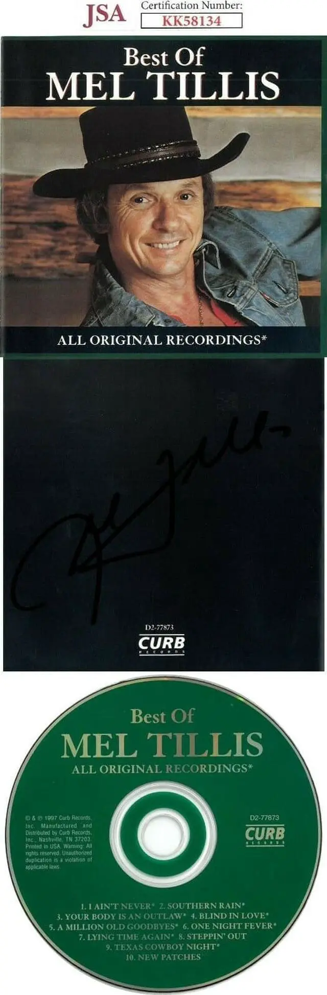 Main image of Mel Tillis signed 1997 Best of Mel Tillis Album Back Cover w/ CD & Case- JSA #KK58134