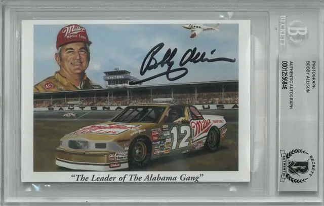 Main image of Bobby Allison signed NASCAR 5"x3.5" Photo- BAS/Beckett #00012556846 (Leader of the Alabama Gang)