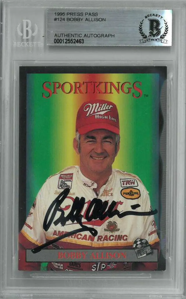 Main image of Bobby Allison signed NASCAR 1995 Press Pass Sportkings Card #124- BAS/Beckett #00012552463
