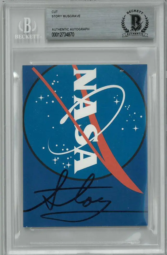 Main image of Story Musgrave signed 3.5x4.5 Cut Signature- Beckett Encapsulated (NASA Astronaut Apollo/STS Space Shuttle Missions)