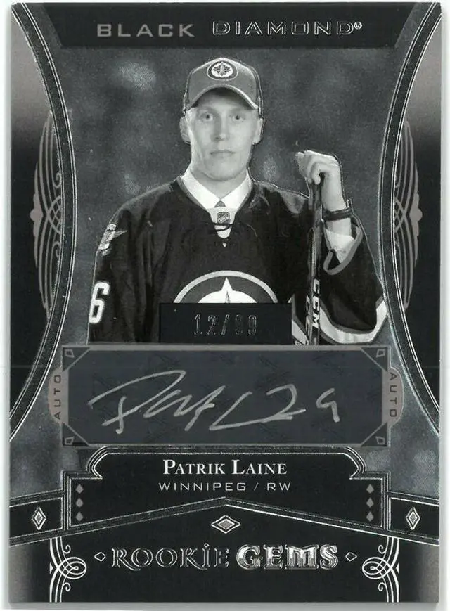 Main image of Patrik Laine signed 2016-17 Upper Deck Black Diamond NHL Rookie Gems Card (RC) #RG-PL- 12/99 (Winnipeg Jets)