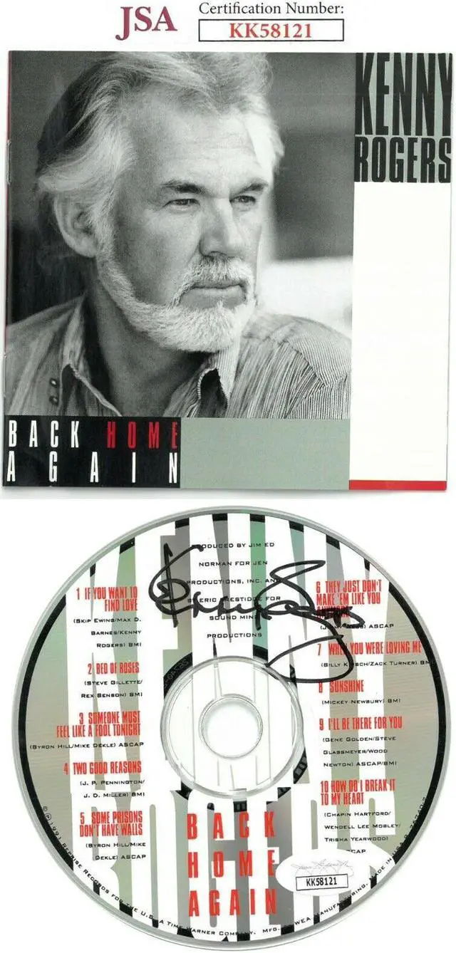 Main image of Kenny Rogers signed 1991 Back Home Again Album CD w/ Cover & Case- JSA #KK58121