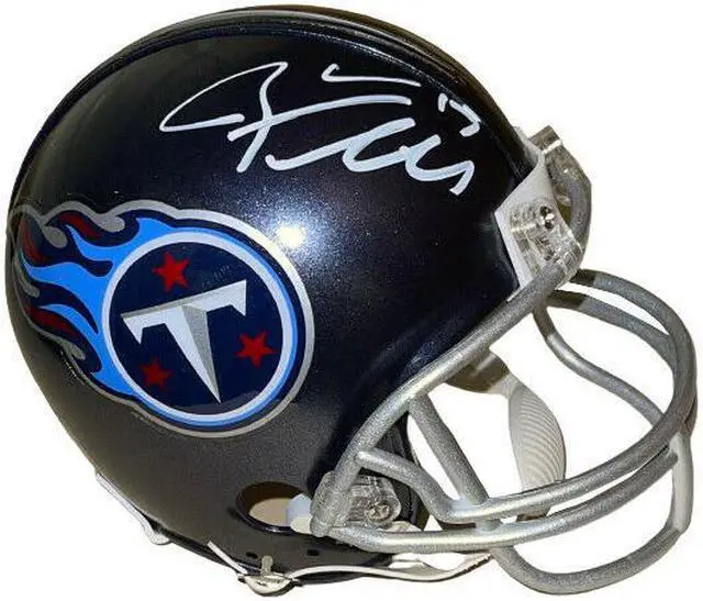 Main image of Ryan Tannehill signed Tennessee Titans Riddell Navy Mini Helmet #17- Beckett Witnessed
