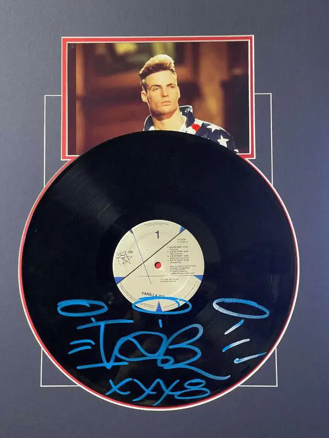 Main image of Vanilla Ice signed 1990 Ice Ice Baby Album/6x8 Photo/Sketch Matted 16x20- JSA #PP75244