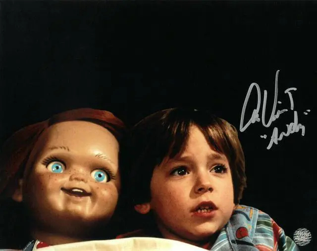 Main image of Alex Vincent signed Child's Play 8x10 Photo Andy with Chucky- AWM Hologram