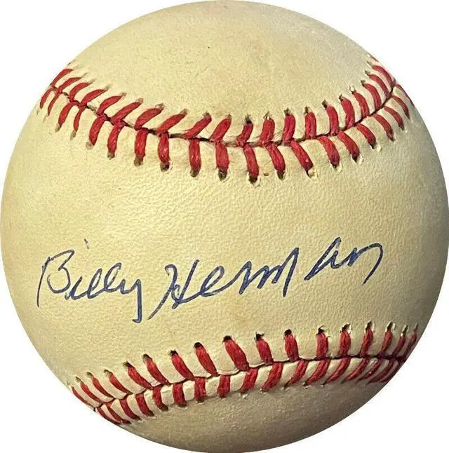 Main image of Billy Herman signed RONL Rawlings Official National League Baseball tone spots- JSA #NN13645 (Chicago Cubs)
