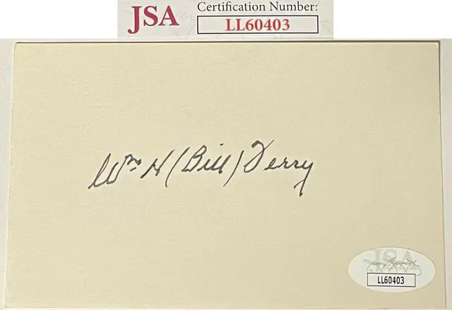 Main image of Wm H. Bill Terry signed 3x5 Index Card- JSA #LL60403 (New York Giants/1954 HOF)