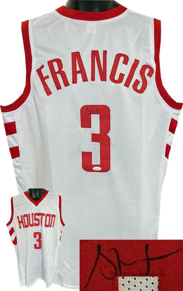 Main image of Steve Francis signed Houston White Custom Stitched Pro Basketball Jersey XL- JSA Witnessed