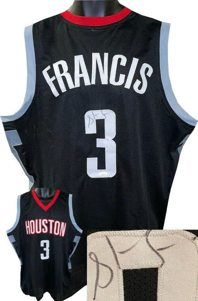 Main image of Steve Francis signed Houston Black Custom Stitched Pro Basketball Jersey XL- JSA Witnessed #WIT290024
