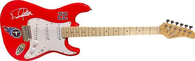 Main image of Derrick Henry signed Tennessee Titans Logo Red Glarry 39" FS Strat Electric Guitar #22- Beckett Witnessed
