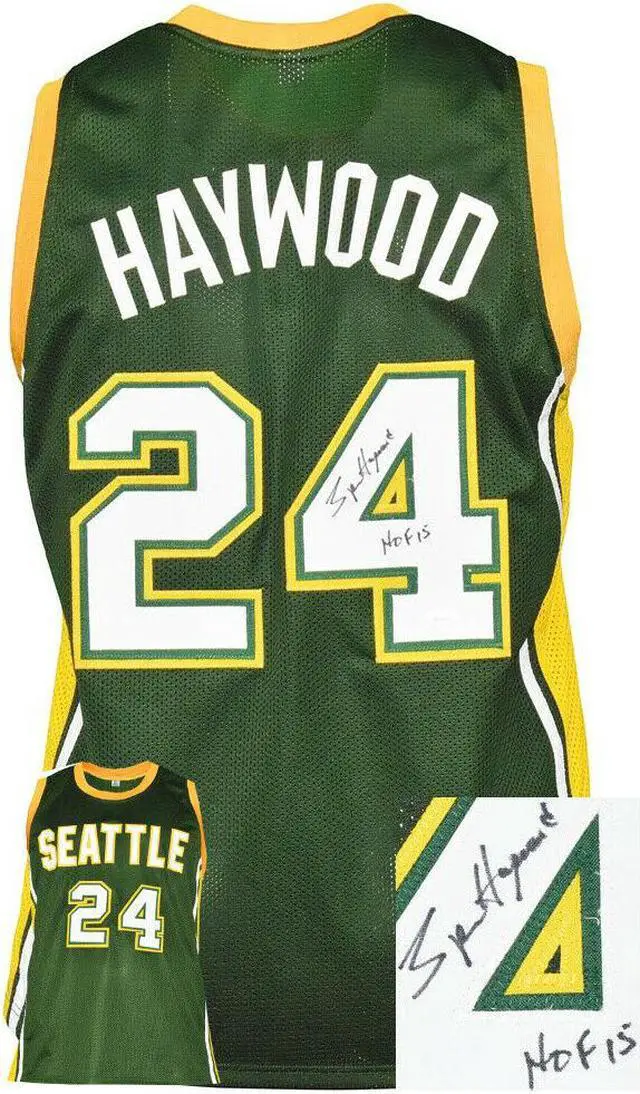 Main image of Spencer Haywood signed Seattle Green Custom Stitched Pro Basketball Jersey HOF 15 (XL)– JSA Witnessed