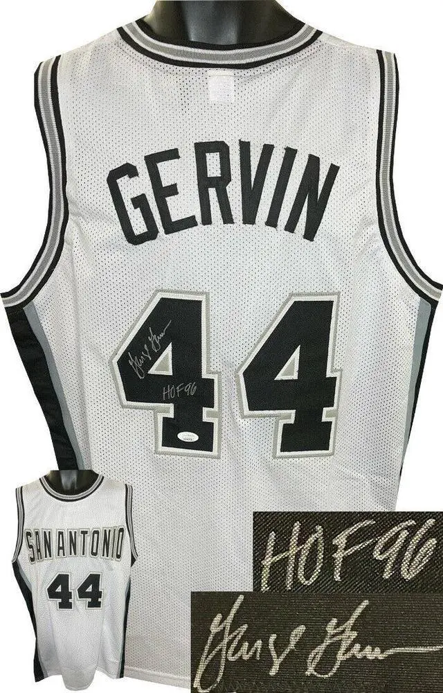 Main image of George Gervin signed San Antonio White TB Custom Stitched Pro Style Basketball Jersey HOF 96 XL- JSA Witnessed