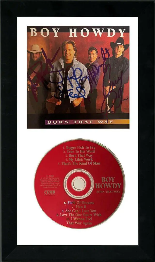 Main image of Boy Howdy Band signed 1995 Born That Way Album Cover Booklet w/ CD 6.5x12 Custom Framing – COA Cary & Larry Park/Jeffery Steele,