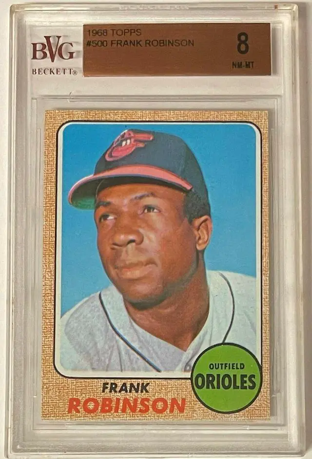 Main image of Frank Robinson 1968 Topps Baseball Card #500- BVG Graded 8 NM-MT (Sub grades/Baltimore Orioles)