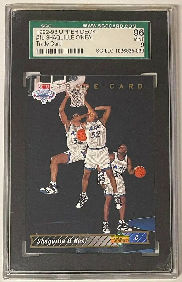 Main image of Shaquille O'Neal 1992-93 Upper Deck Rookie Trade Card (RC)- SGC Graded 9 Mint (Orlando Magic)