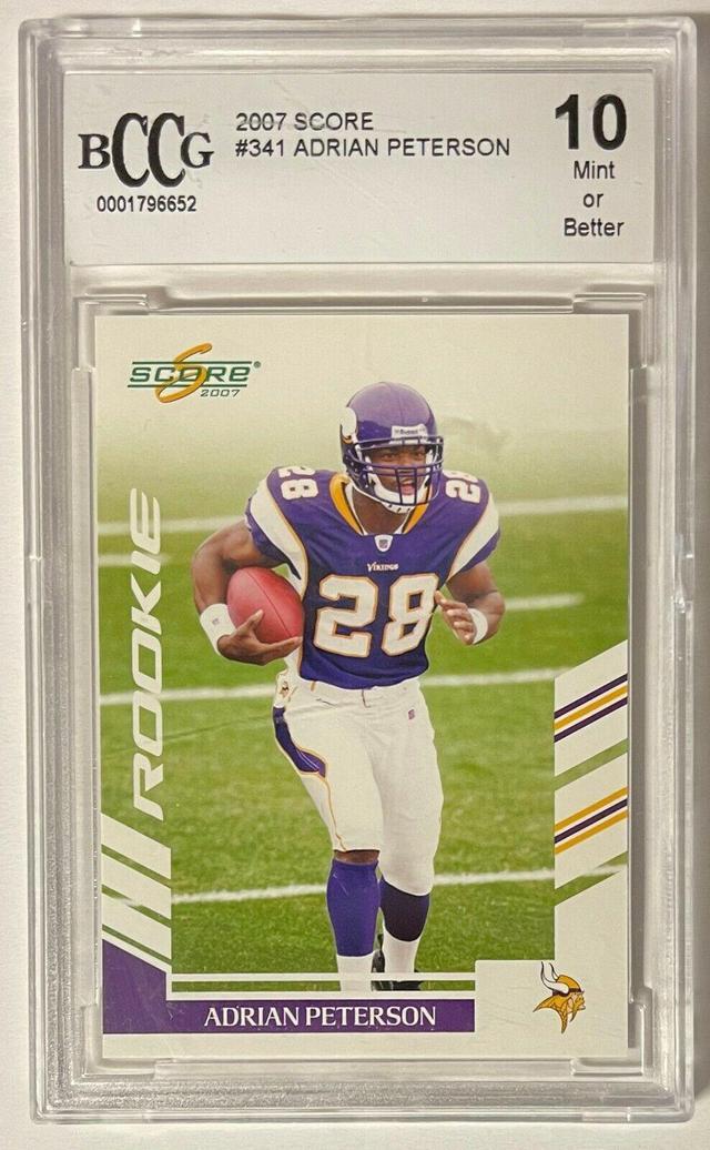 Adrian Peterson 2007 Score Rookie Card (RC) #341- BCCG Graded 10 Mint or  Better (Minnesota Vikings) 