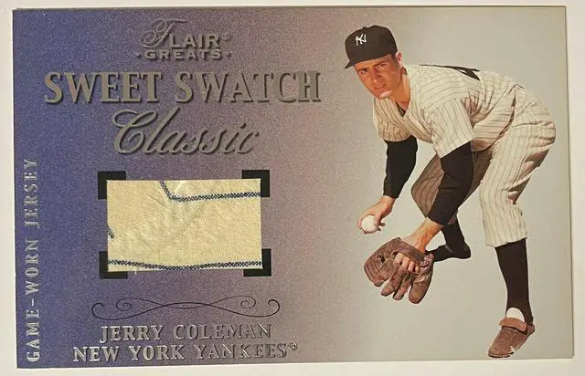 Main image of Jerry Coleman 2003 Fleer/Flair Greats Box Topper Sweet Swatch Classic Game Worn NY Yankees Jersey Relic 5x7.75 Card #192/528