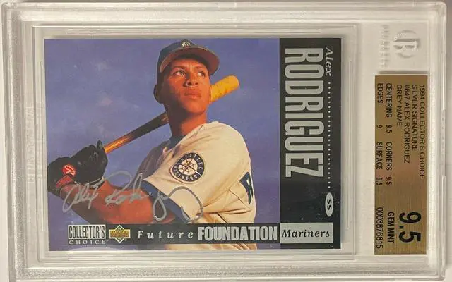Main image of Alex Rodriguez 1994 Collector's Choice Silver Signature Rookie Card #647- Beckett/BVG Graded 9.5 Gem Mint (Grey Name/Sub Grades)