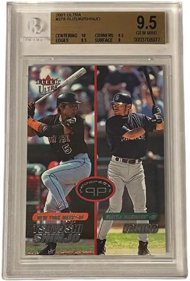 Main image of 2001 Fleer Ultra Tsuyoshi Shinjo/Ichiro Suzuki Rookie Card #278- SP 052/1499- BGS Graded 9.5 Gem Mint (Subgrades 10 Centering)
