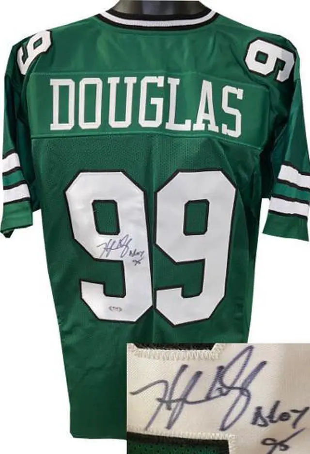 Main image of Hugh Douglas signed New York Green TB Custom Stitched Pro Style Football Jersey DROY 95 XL- PSA Hologram