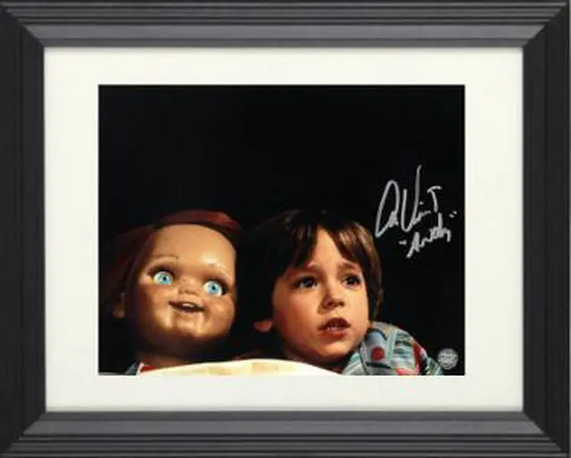 Main image of Alex Vincent signed Child's Play 8x10 Photo Andy with Chucky Custom Framing- AWM Hologram