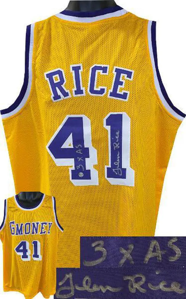 Main image of Glen Rice signed Los Angeles GMoney Yellow Custom Stitched Pro Basketball Jersey 3X AS XL- AWM Hologram