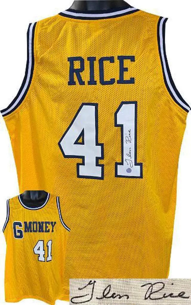 Main image of Glen Rice signed Michigan GMoney Yellow Custom Stitched College Basketball Jersey XL- AWM Hologram
